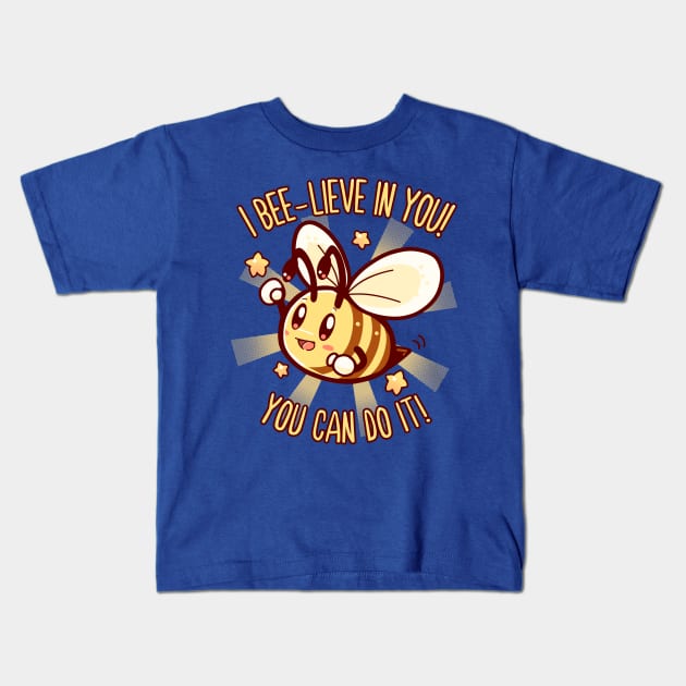 Beelieve in Yourself - Bee Pun Kids T-Shirt by TechraNova